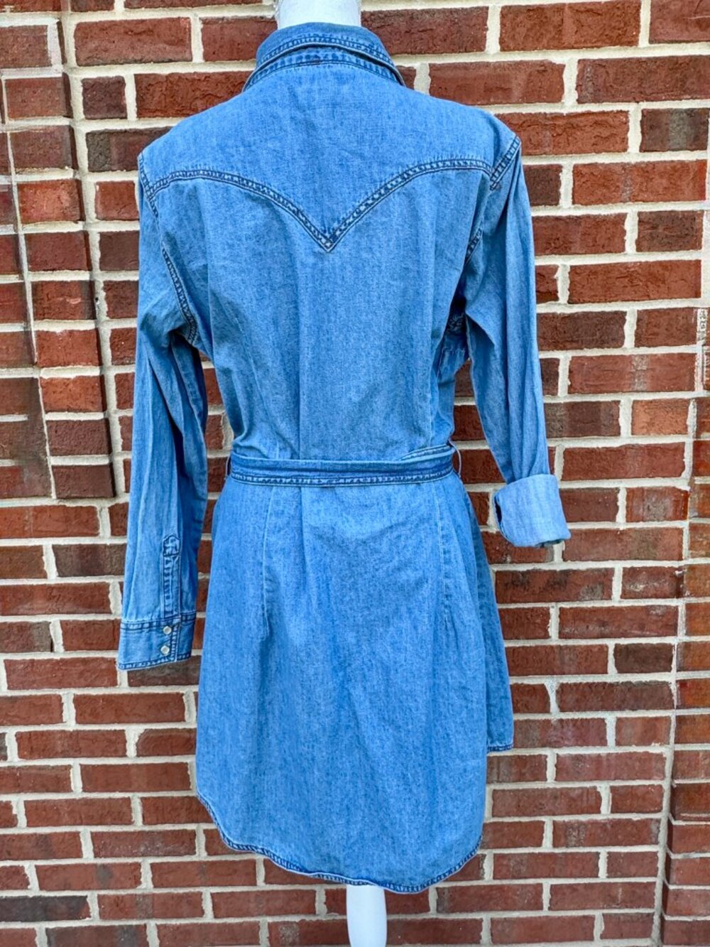 Wrangler Retro Chambray Denim Dress XL Pearl Snap Western Chic Coastal Cowgirl - Picture 3 of 9